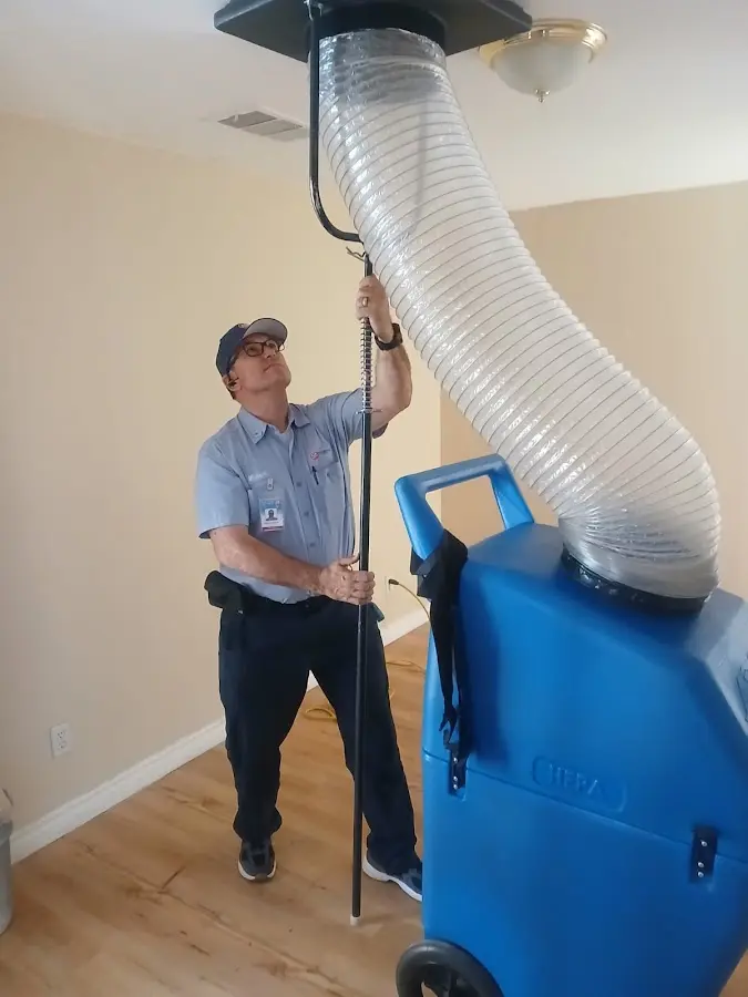 Mini Split Installation technician using HEPA equipment in Uvalde
